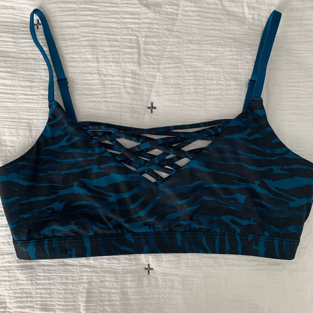 Women's Blue Strappy Sports Bralette